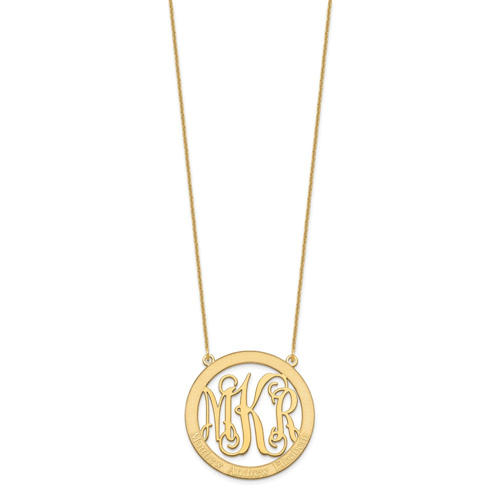 14k Yellow Gold Large Family Monogram Necklace