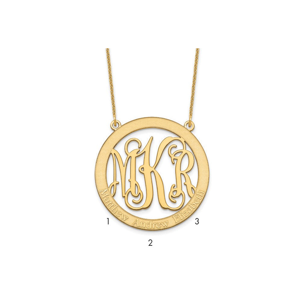 14k Yellow Gold Large Family Monogram Necklace