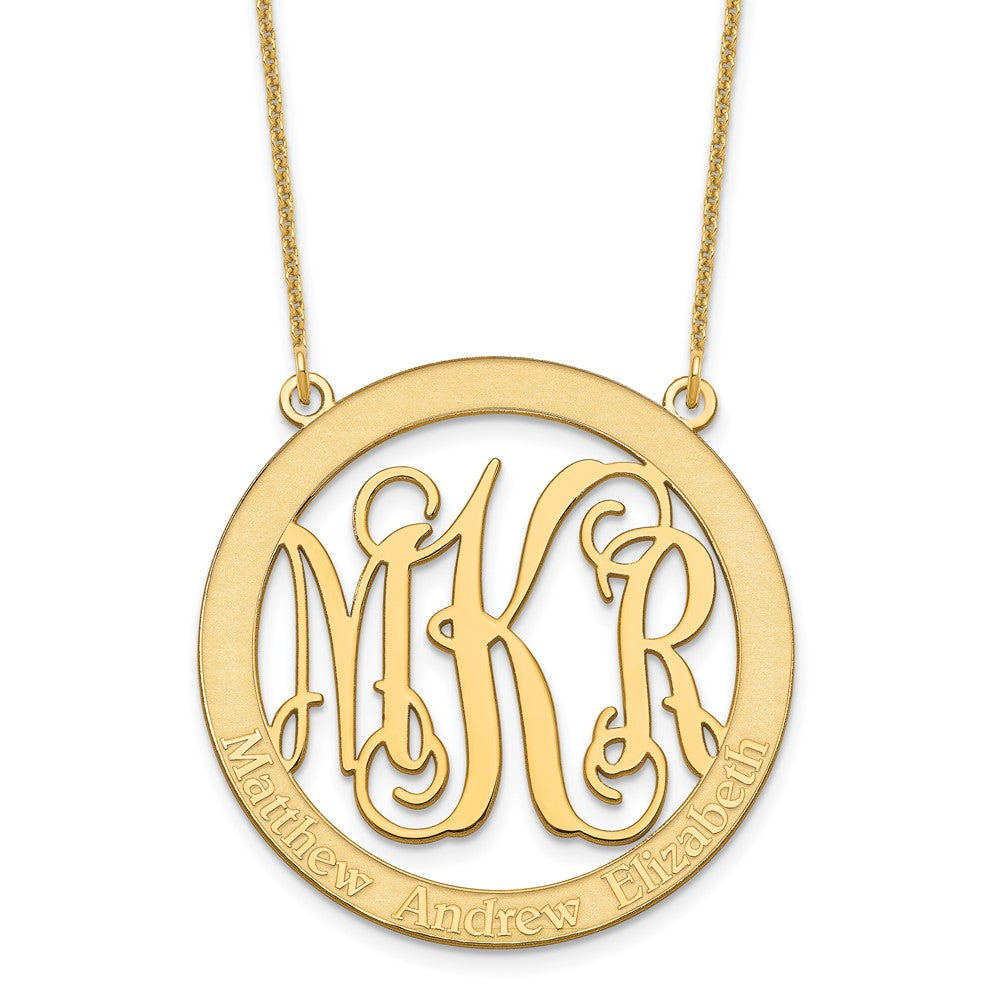 14k Yellow Gold Large Family Monogram Necklace