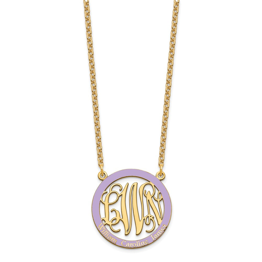 SSilver/Gold-plated Small Family Monogram w/Epoxy Necklace