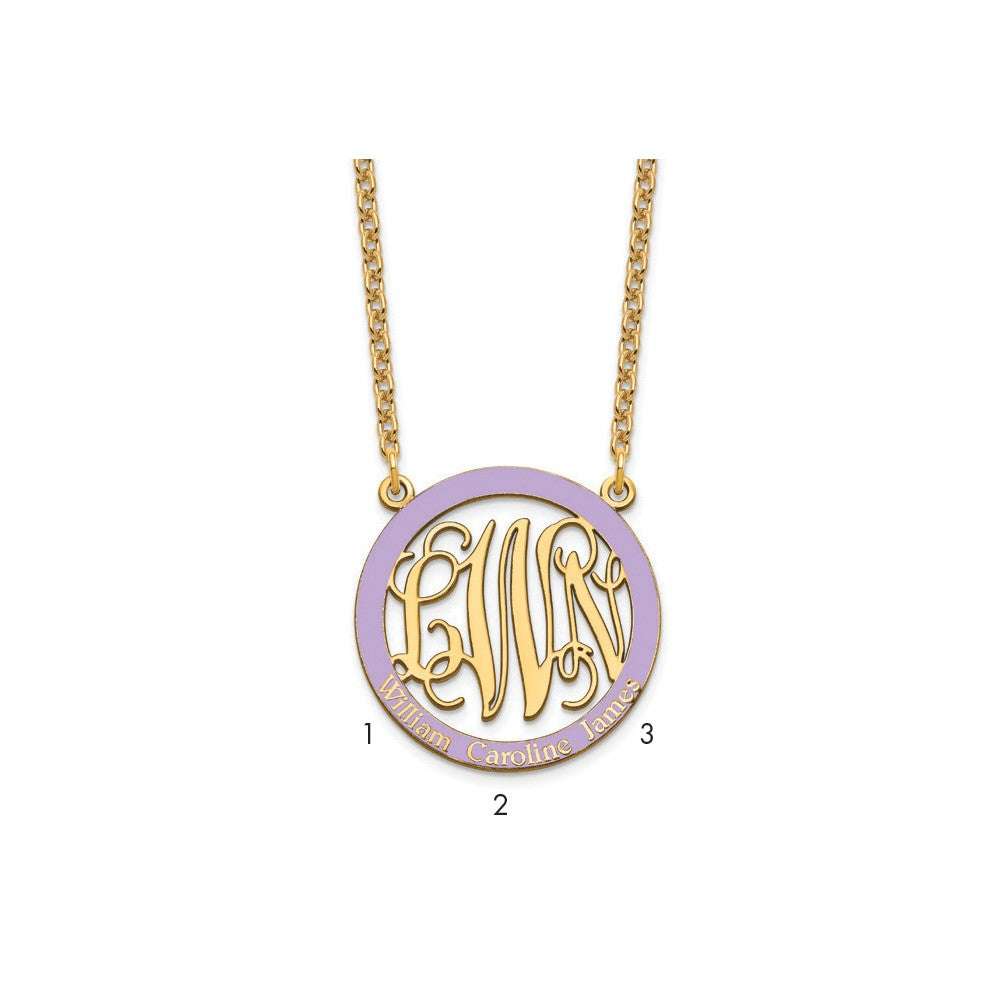 SSilver/Gold-plated Small Family Monogram w/Epoxy Necklace
