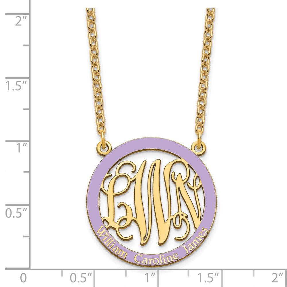 SSilver/Gold-plated Small Family Monogram w/Epoxy Necklace
