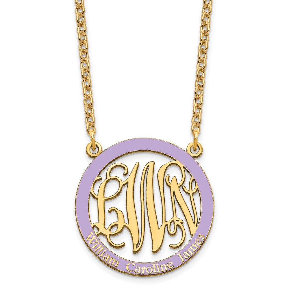 SSilver/Gold-plated Small Family Monogram w/Epoxy Necklace