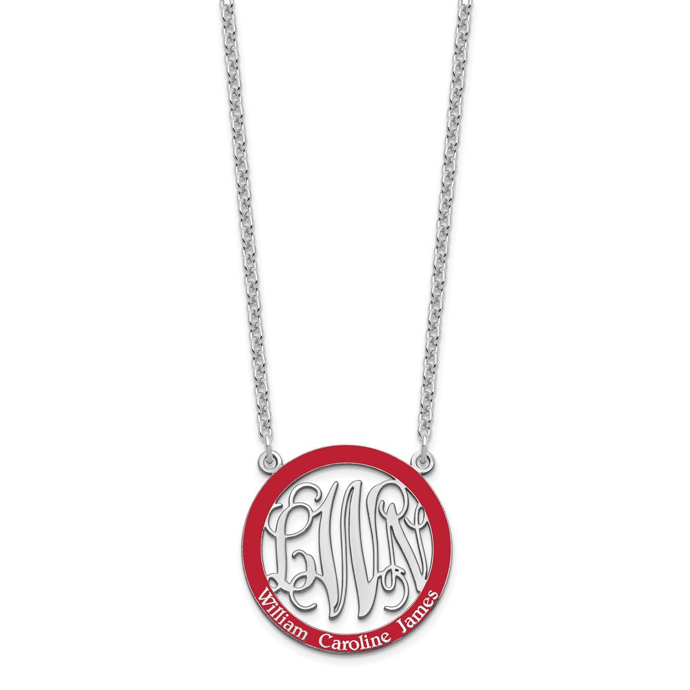 SSilver/Rhodium-plated Small Family Monogram w/Epoxy Necklace