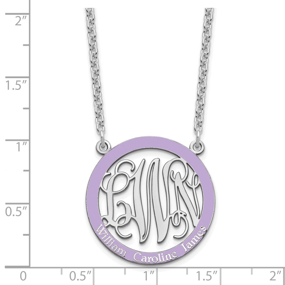 SSilver/Rhodium-plated Small Family Monogram w/Epoxy Necklace