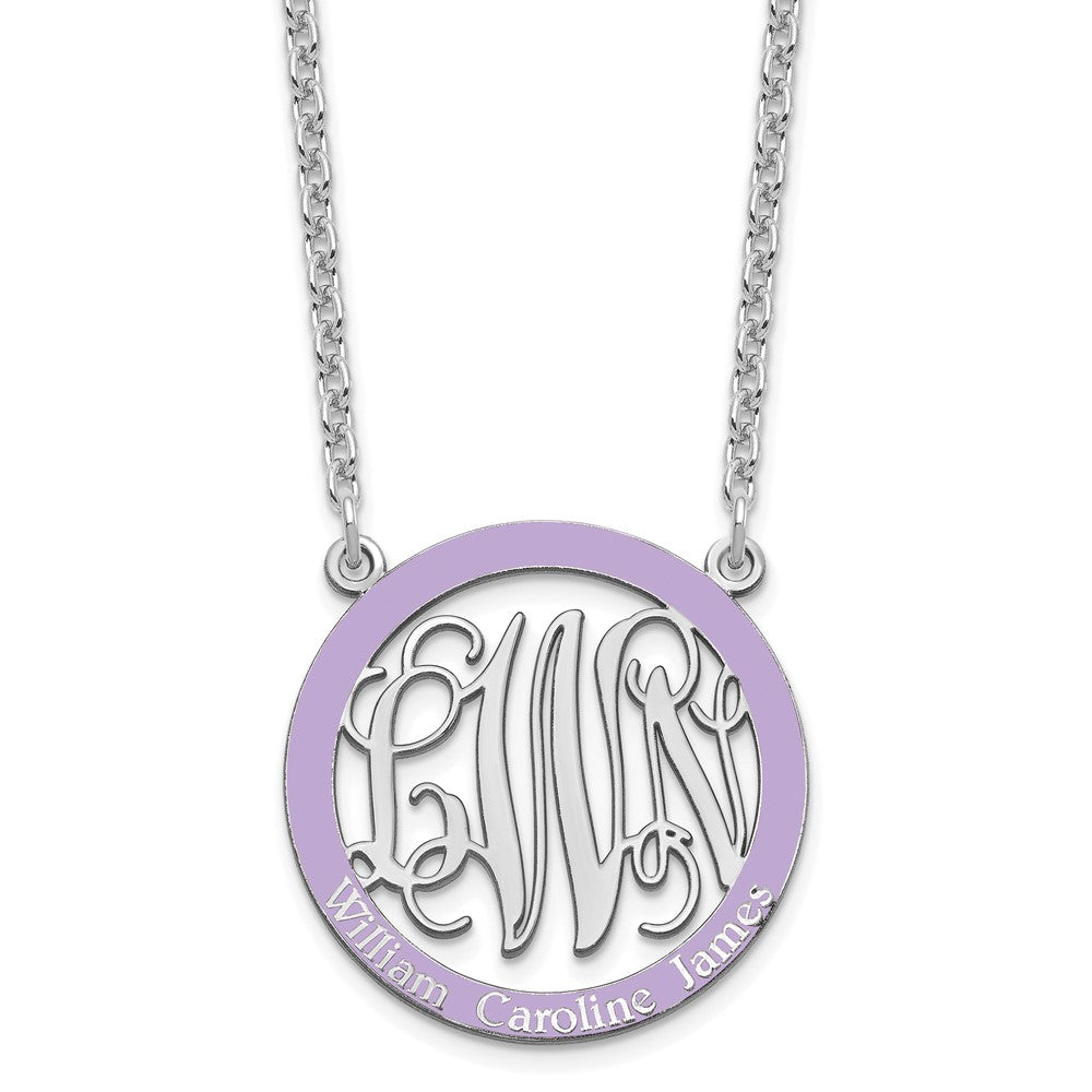 SSilver/Rhodium-plated Small Family Monogram w/Epoxy Necklace