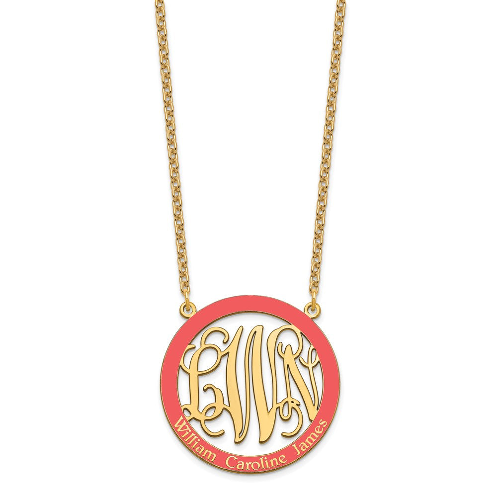 SSilver/Gold-plated Large Family Monogram w/Epoxy Necklace