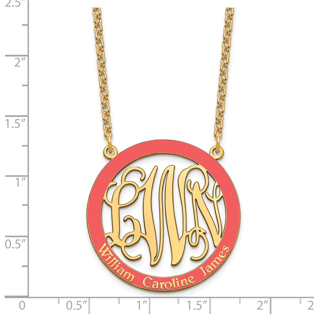 SSilver/Gold-plated Large Family Monogram w/Epoxy Necklace