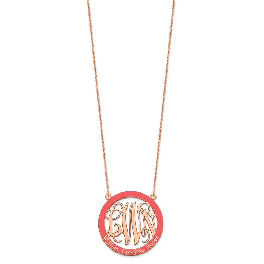 14k Rose Gold Large Family Monogram w/Epoxy Necklace