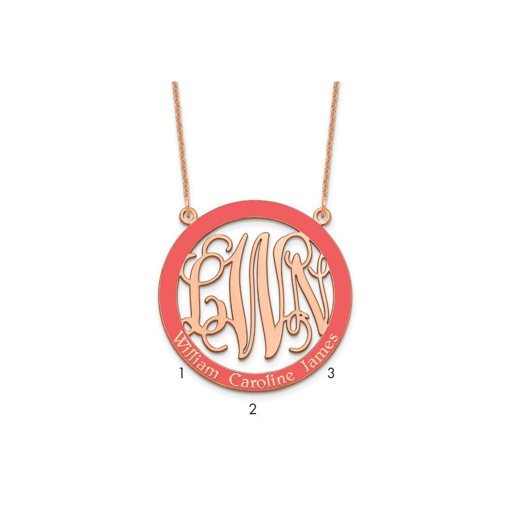 14k Rose Gold Large Family Monogram w/Epoxy Necklace