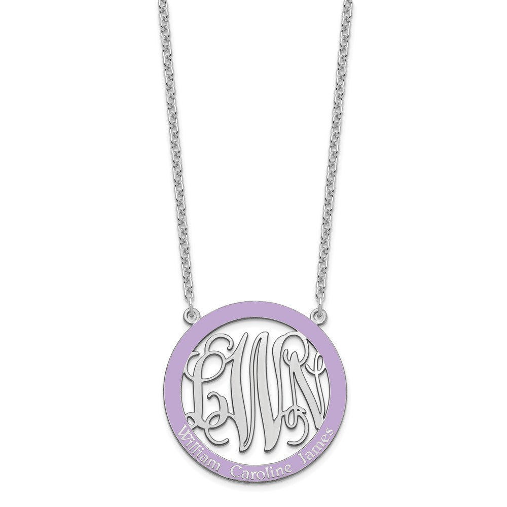 SSilver/Rhodium-plated Large Family Monogram w/Epoxy Necklace