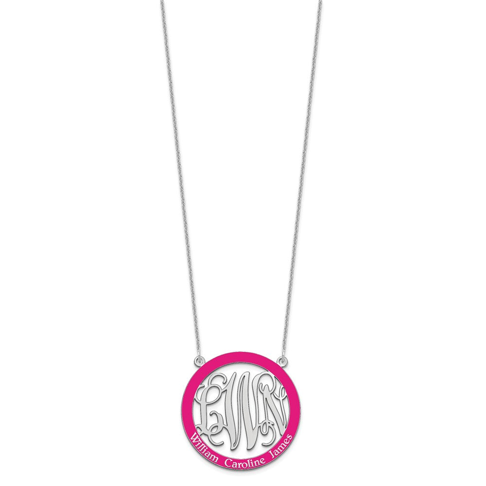 14k White Gold Large Family Monogram w/Epoxy Necklace