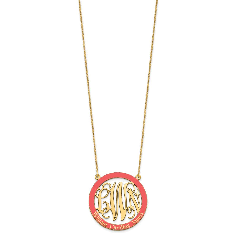 14k Yellow Gold Large Family Monogram w/Epoxy Necklace