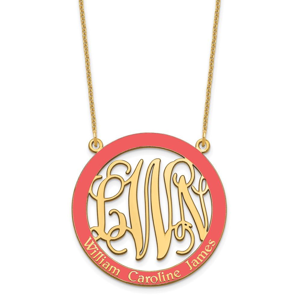 14k Yellow Gold Large Family Monogram w/Epoxy Necklace