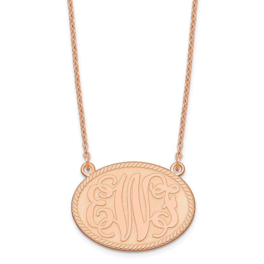 Sterling Silver/Rose-plated Brushed Monogram Necklace