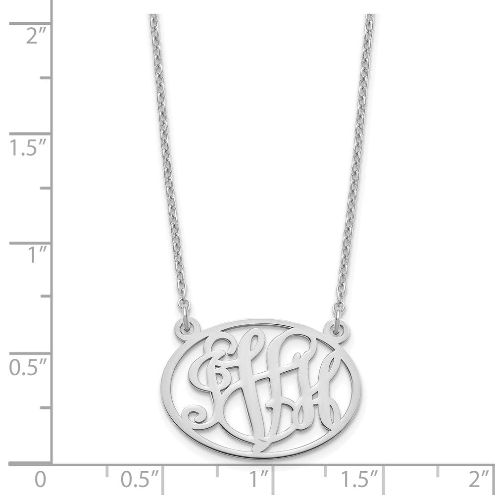 Sterling Silver/Rhodium-plated Oval Monogram Necklace