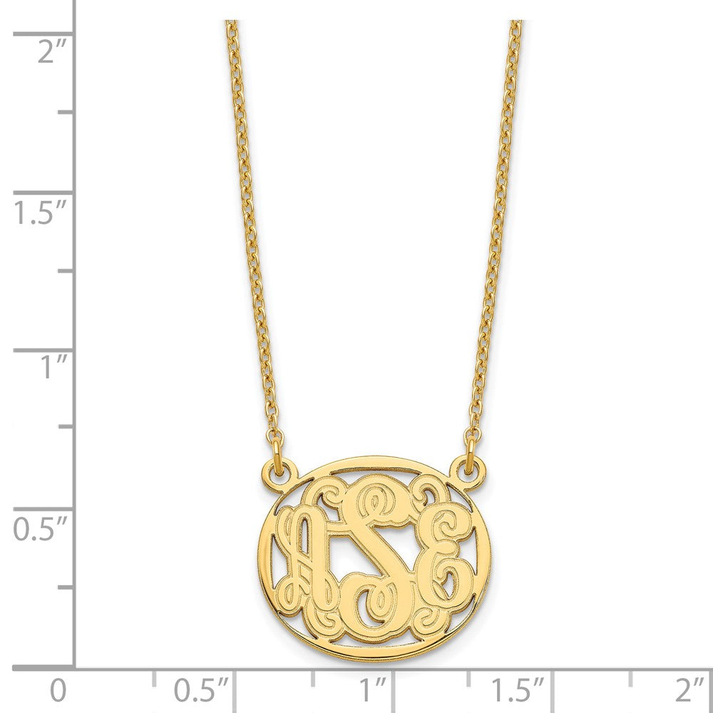 Sterling Silver/Gold-plated Etched Oval Monogram Necklace