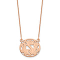 14k Rose Gold Etched Oval Monogram Necklace