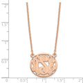 Sterling Silver/Rose-plated Etched Oval Monogram Necklace