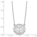 Sterling Silver/Rhodium-plated Etched Oval Monogram Necklace