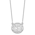 10k White Gold Etched Oval Monogram Necklace