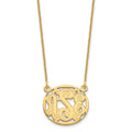 14k Yellow Gold Etched Oval Monogram Necklace