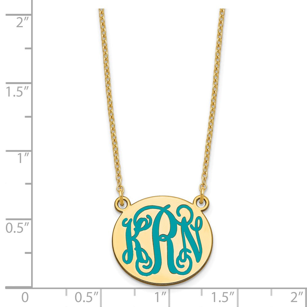 Sterling Silver/Gold-plated Small Round Epoxy Monogram Necklace