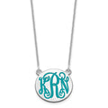 14k White Gold Small Round Epoxy Monogram Necklace