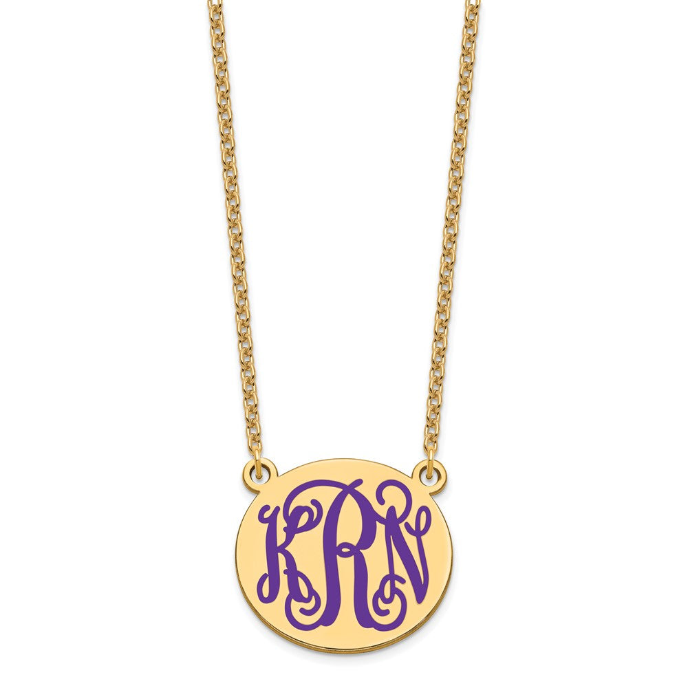 SSilver/Gold-plated Medium Round Epoxy Monogram Necklace