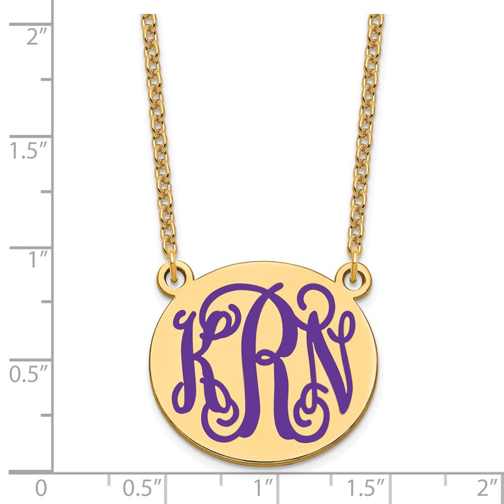 SSilver/Gold-plated Medium Round Epoxy Monogram Necklace
