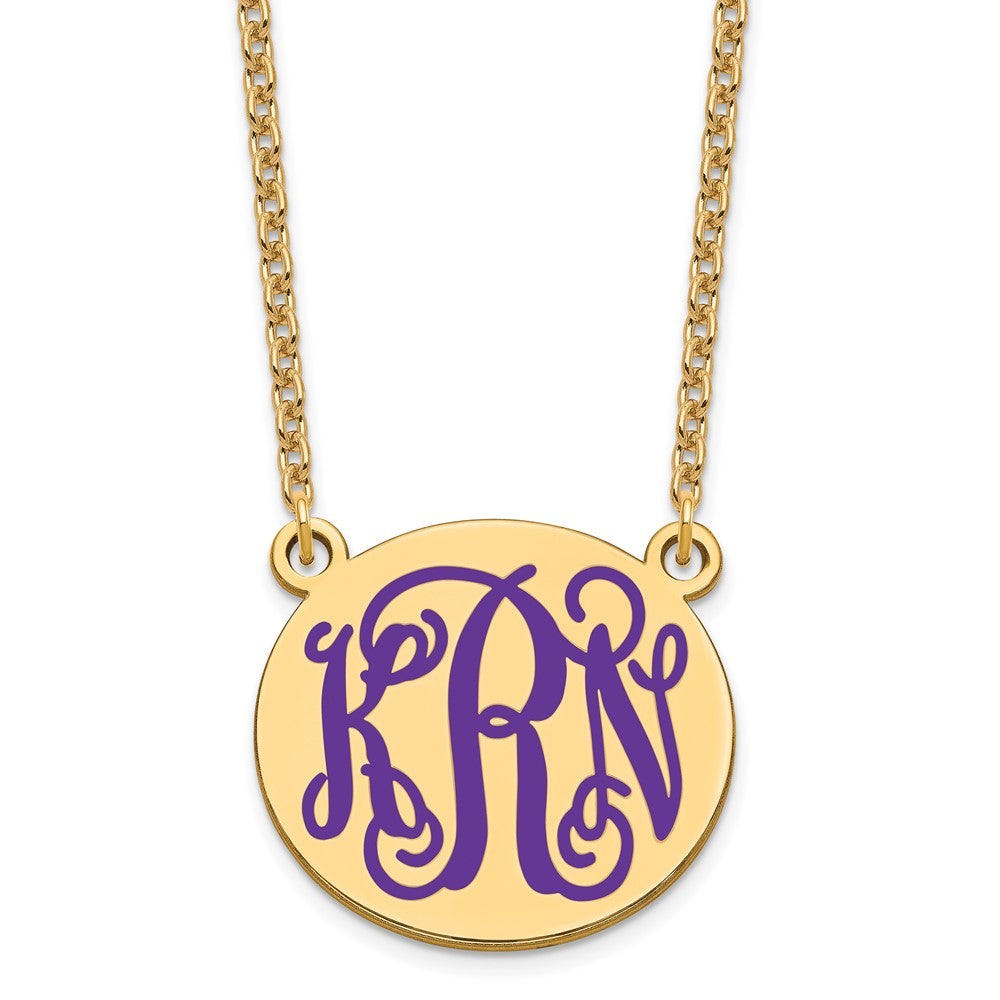 SSilver/Gold-plated Medium Round Epoxy Monogram Necklace