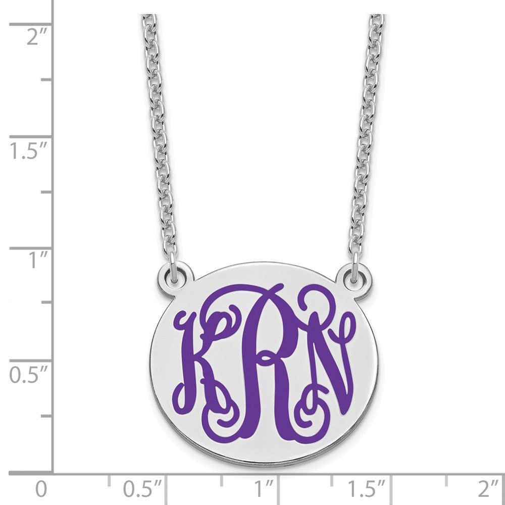 SSilver/Rh-plated Medium Round Epoxy Monogram Necklace