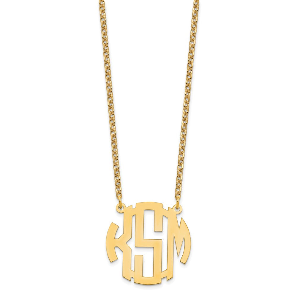 Sterling Silver/Gold-plated Small Round Monogram Necklace