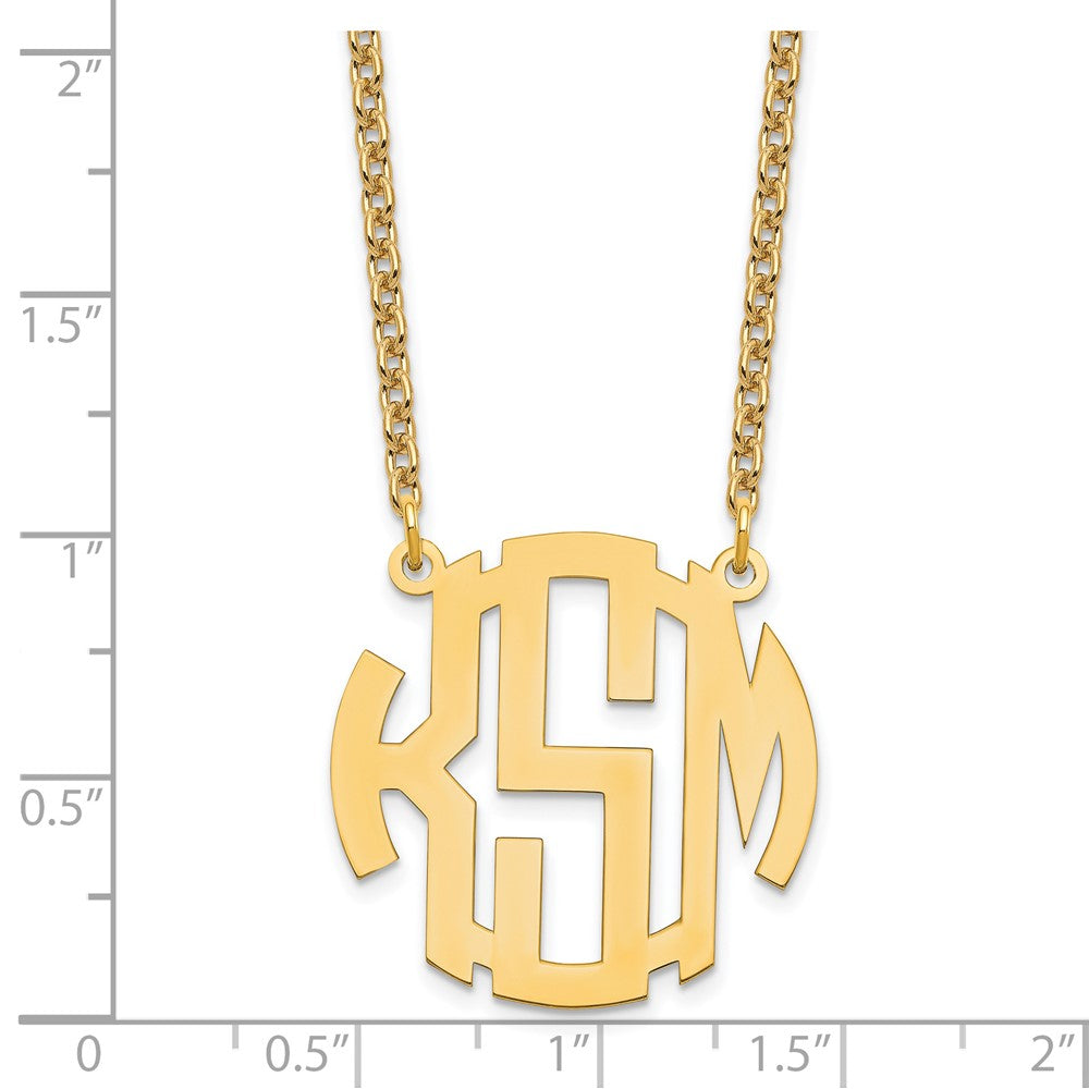 Sterling Silver/Gold-plated Small Round Monogram Necklace