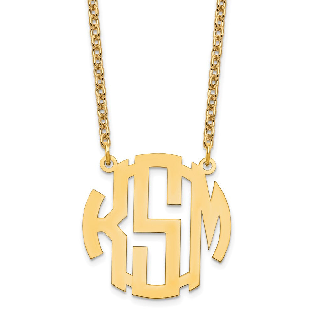 Sterling Silver/Gold-plated Small Round Monogram Necklace