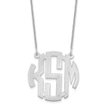 14k White Gold Small Round Monogram Necklace