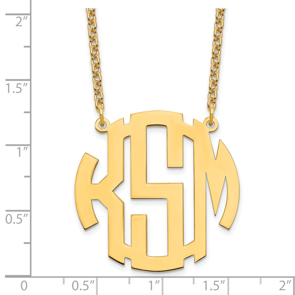 Sterling silver/Gold-plated Large Round Monogram Necklace