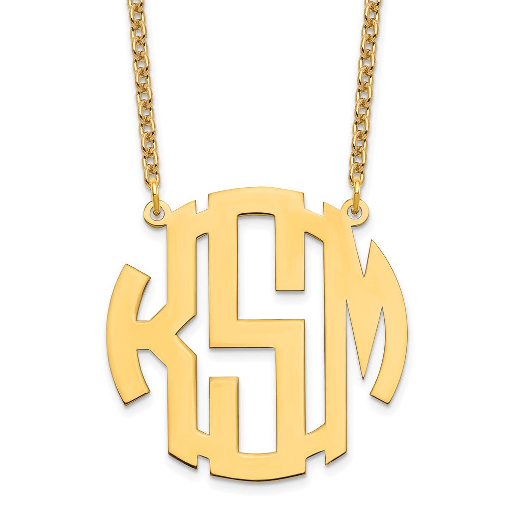 Sterling silver/Gold-plated Large Round Monogram Necklace
