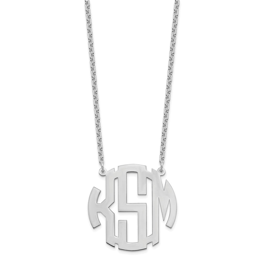 Sterling Silver/Rhodium-plated Round Monogram Necklace