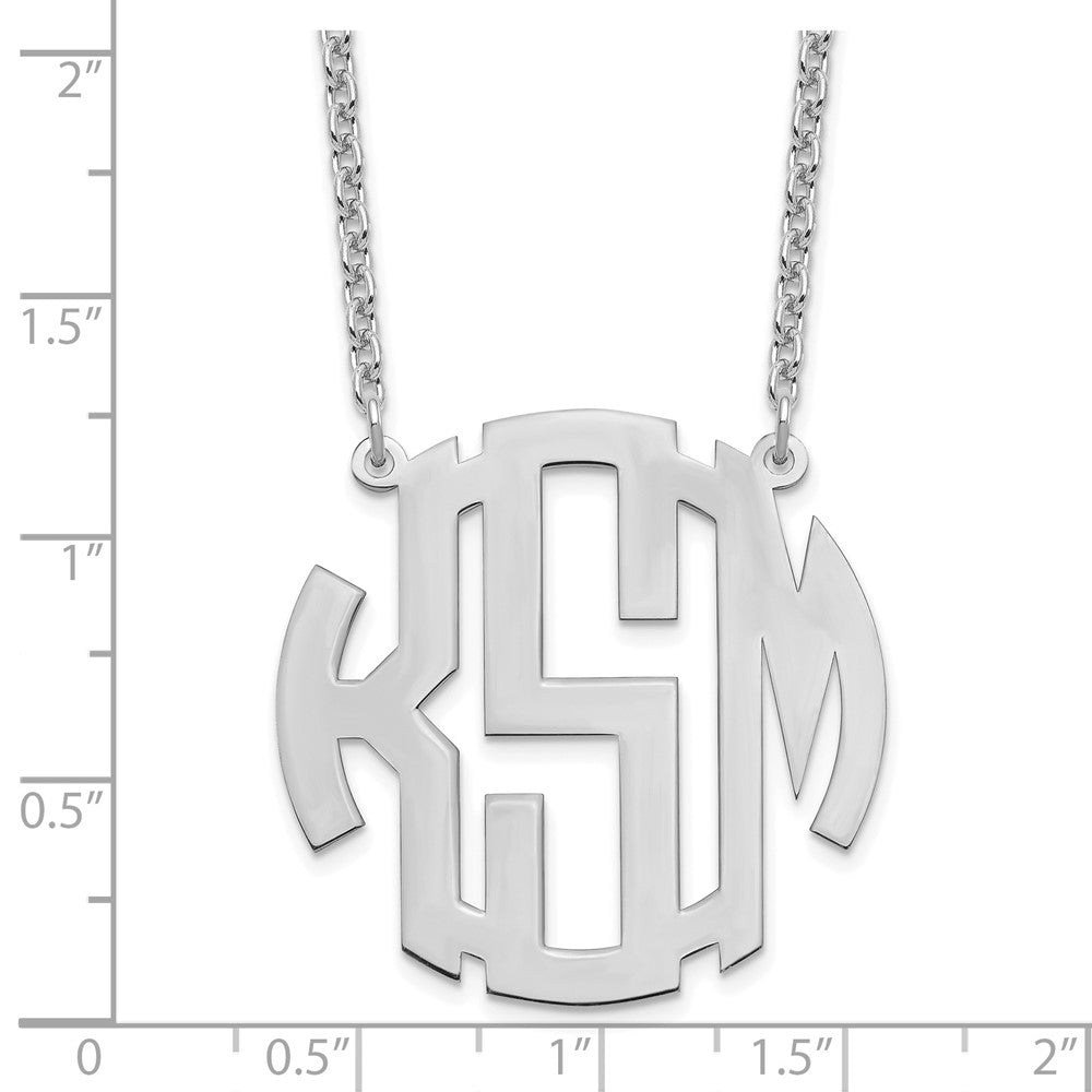 Sterling Silver/Rhodium-plated Round Monogram Necklace