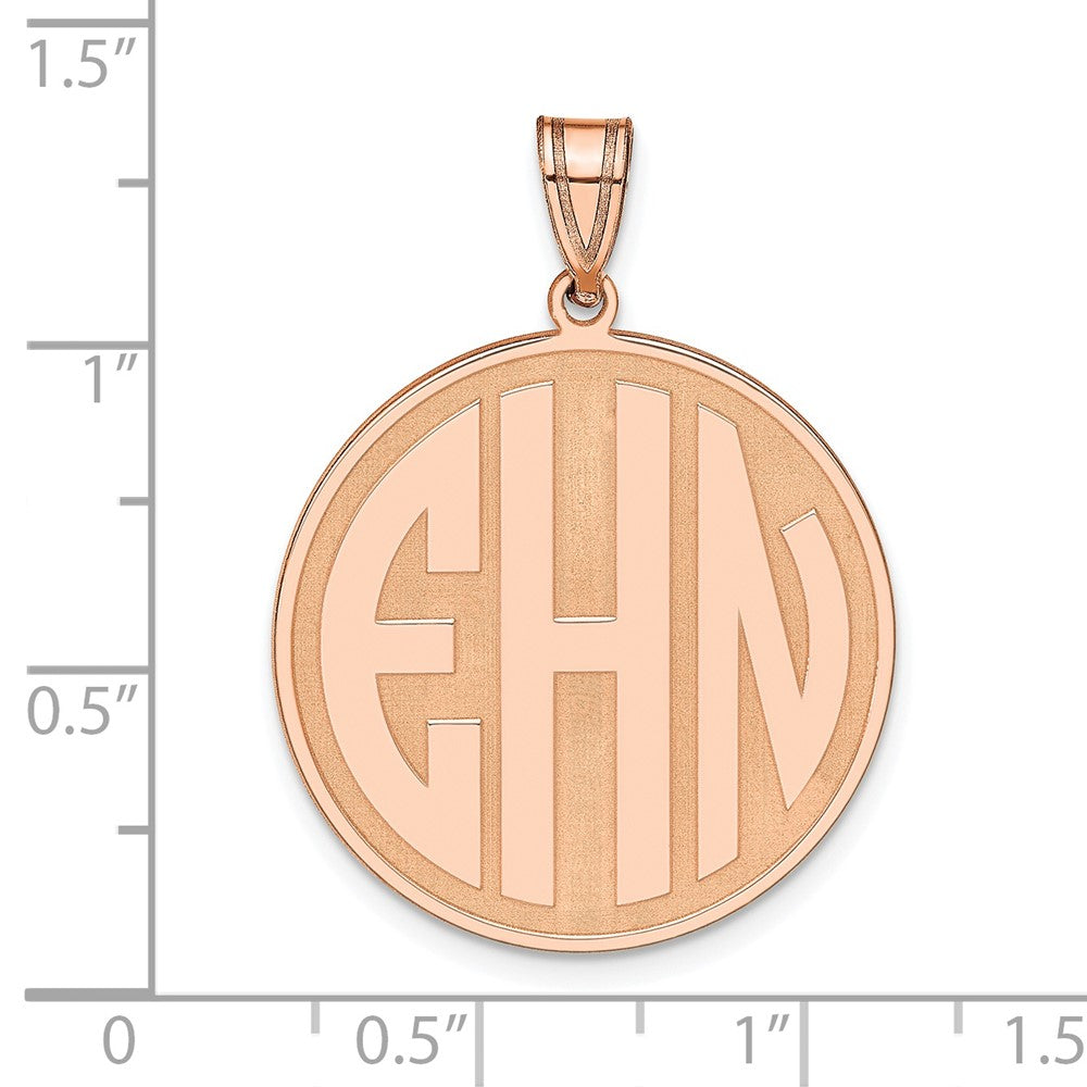 Sterling Silver/Rose-plated Round Block Letter Monogram Pendant