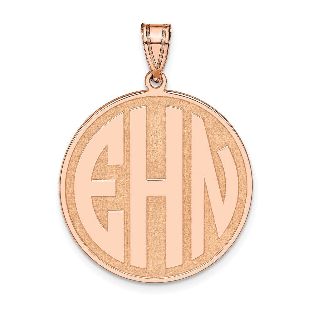 Sterling Silver/Rose-plated Round Block Letter Monogram Pendant