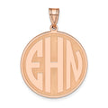 14k Rose Gold Round Block Letter Monogram Pendant