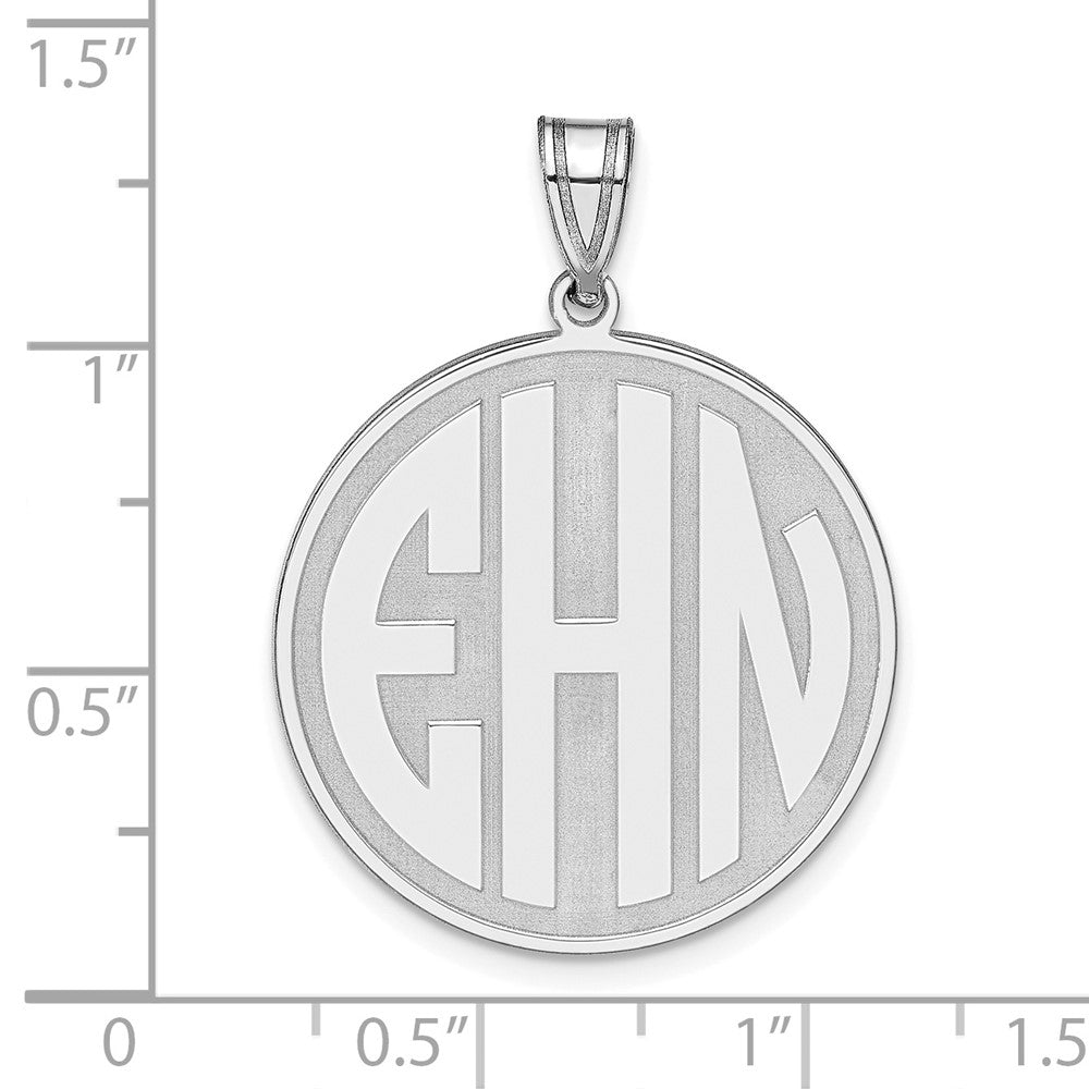 Sterling Silver/Rhod-plated Round Block Letter Monogram Pendant