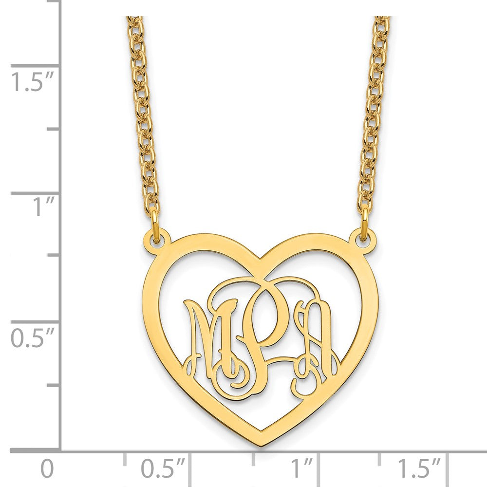 Sterling Silver/Gold-plated Monogram Heart Necklace