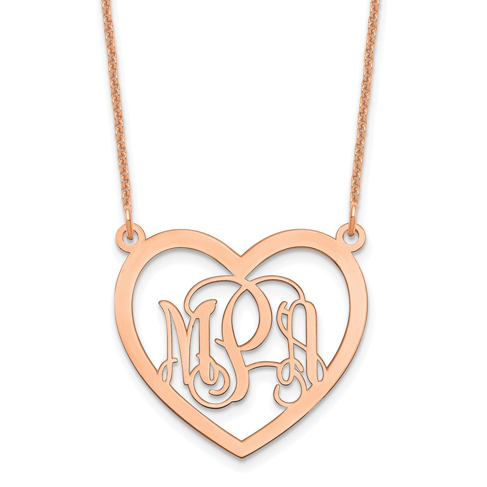 14k Rose Gold Monogram Heart Necklace