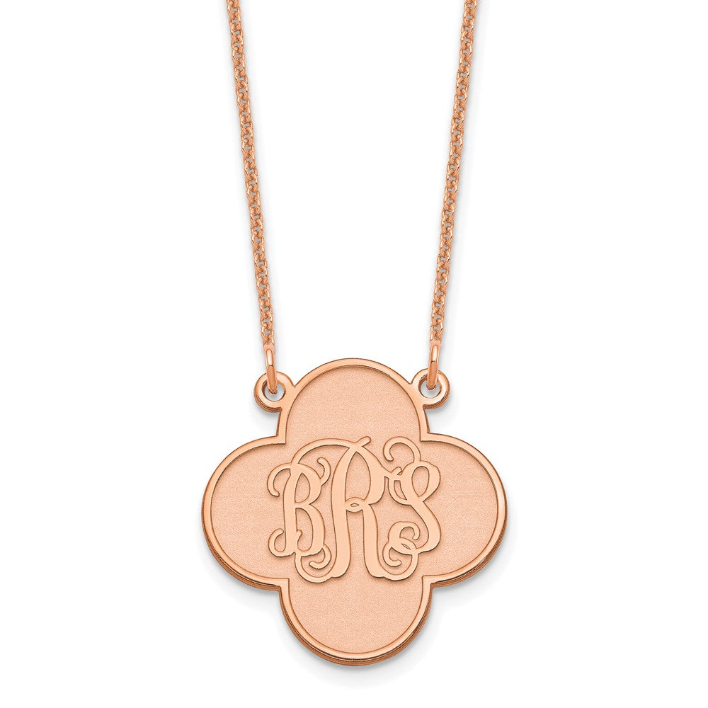 14k Rose Gold Clover Monogram Necklace