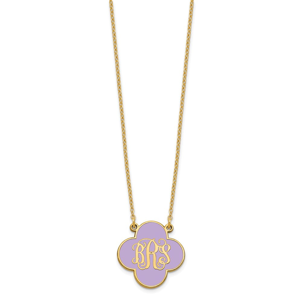 Sterling Silver/Gold-plated Clover Monogram w/Epoxy Necklace