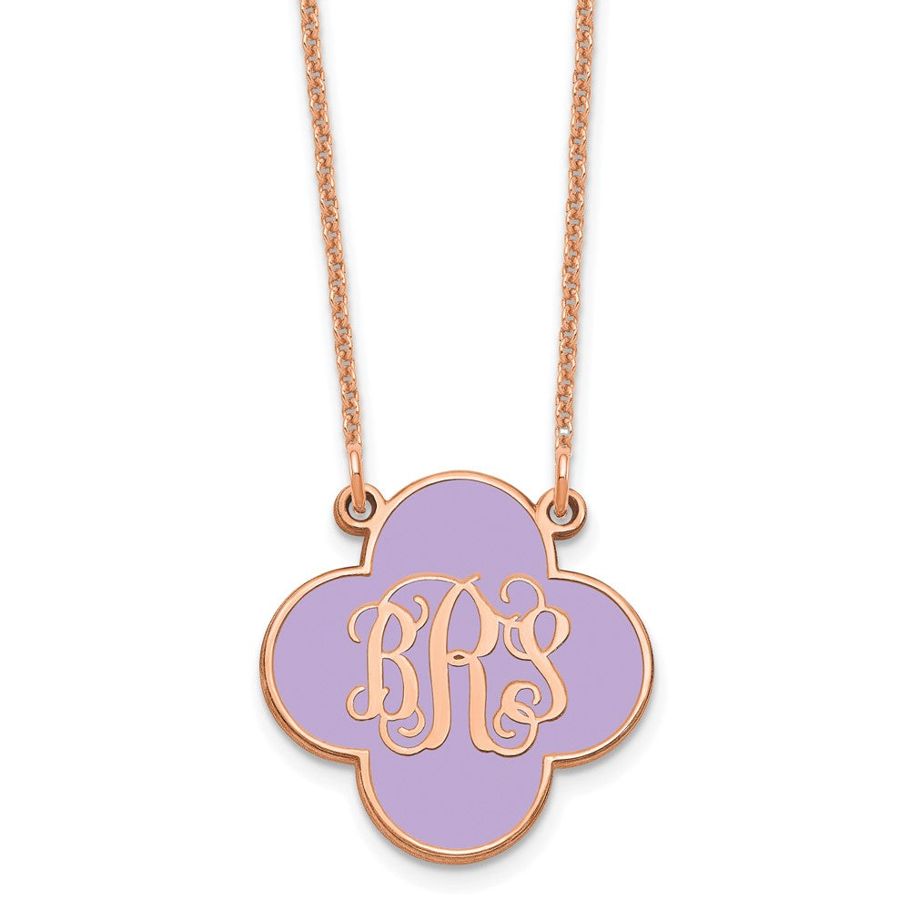 14k Rose Gold Clover Monogram w/Epoxy Necklace