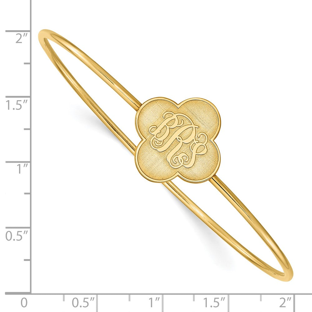 Sterling Silver/Gold-plated Clover Monogram Slip on Bangle